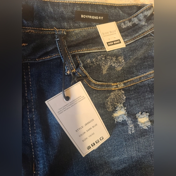 NWT Judy Blue high waist, distressed, boyfriend jeans sz 15 (32) - Picture 14 of 16